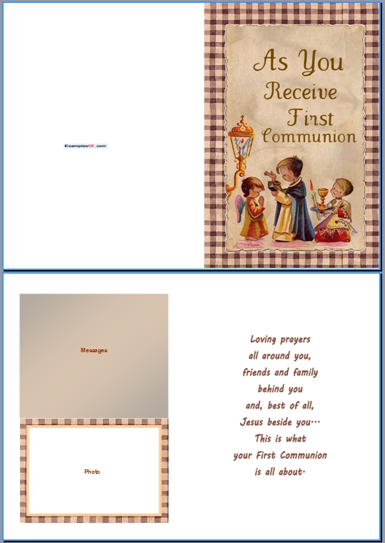 Example Communion Card:As You Receive First Communion